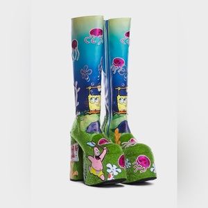 🧽🩷 Dolls Kill x SpongeBob Gone Fishing Platform Boots / heels